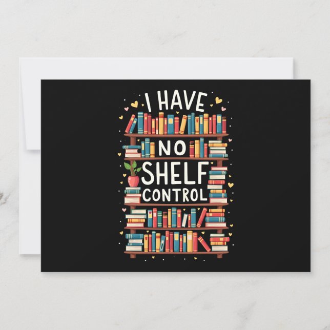 Jag har ingen Shelf Control Funny Bibliotek Readin Inbjudningar (Framsida)