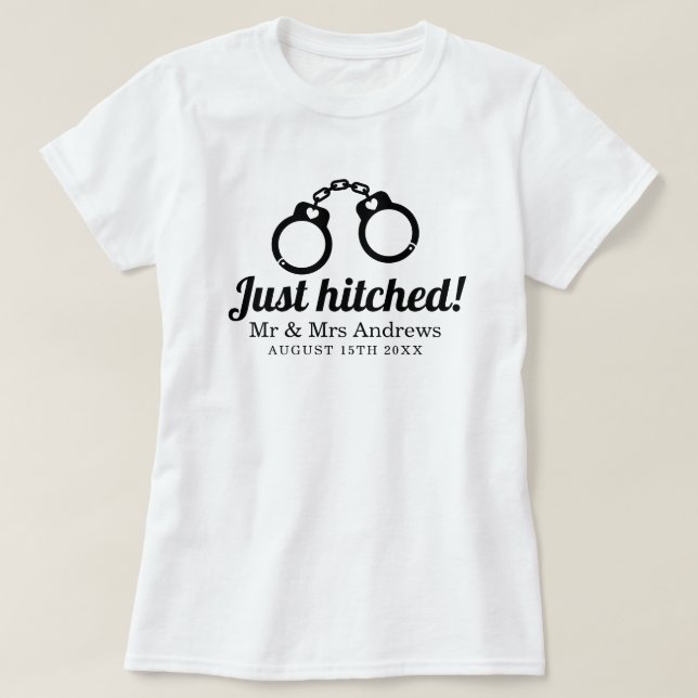 Jag har just träffat mr och Mrs. lustiga handklova T Shirt (Design framsida)