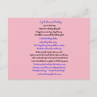 Jag har klätt på har i dag dikt vykort