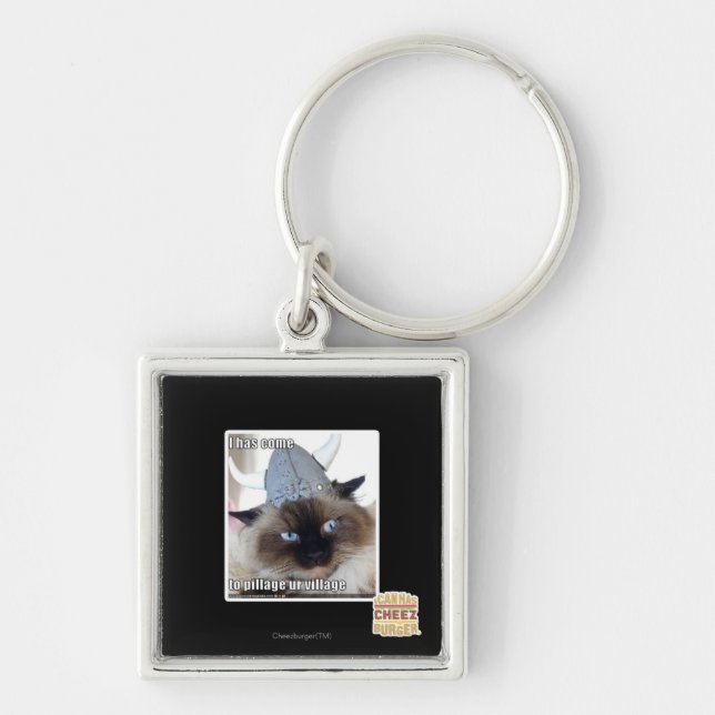 Jag har komen som skövlar urbyn fyrkantig silverfärgad nyckelring (Framsidan)