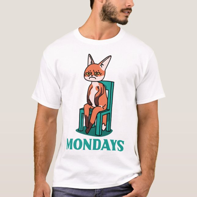 Jag har måndagars roligt kattveckoarbete Humor T Shirt (Framsida)