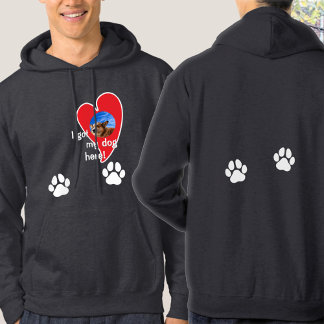 Jag har min hund här! FotoAnpassningsbar - Mörk Hoodie