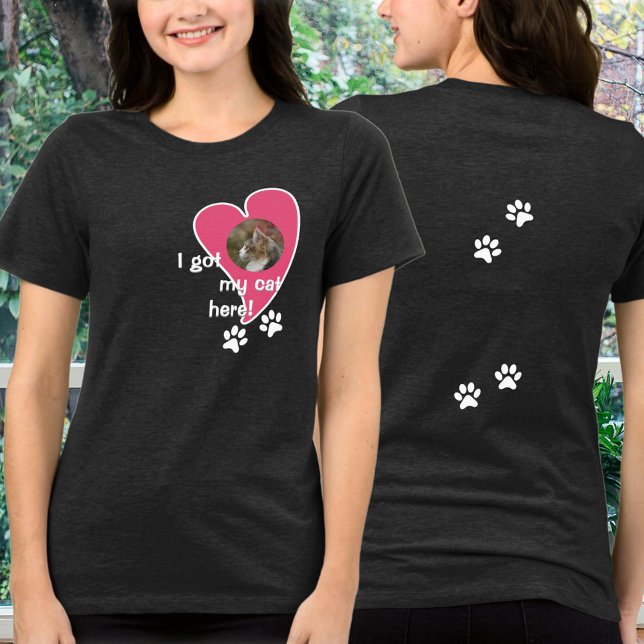 Jag har min katt här! FotoAnpassningsbar - Mörk T Shirt (A very special way to express the love you have for your cat(s)!)