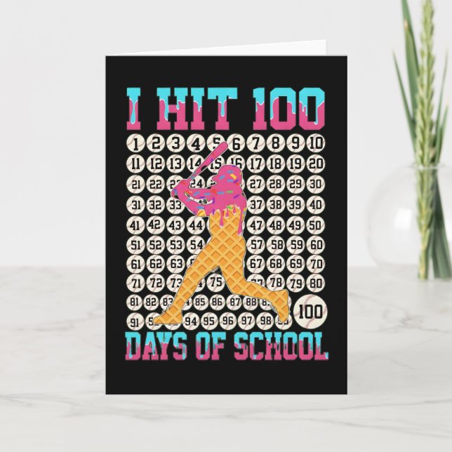 Jag har nått 100 skoldagar Rolig baseball Glass Kort (Framsida)