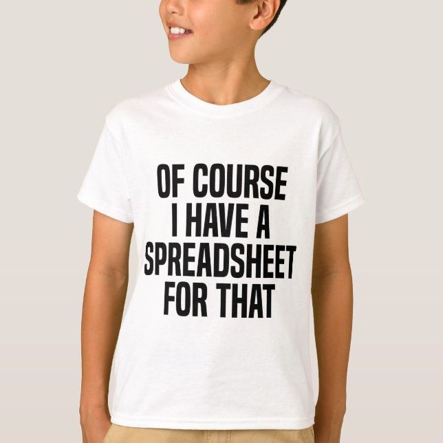 Jag har naturligtvis ett kalkylblad för den aktuar t shirt (Framsida)