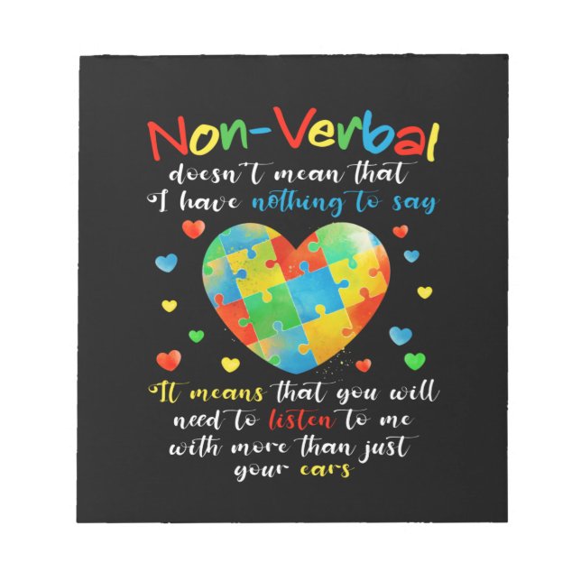 Jag har NONVERBAL Autism Awareness Puzzle Biet Anteckningsblock (Framsida)
