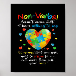 Jag har NONVERBAL Autism Awareness Puzzle Biet Poster