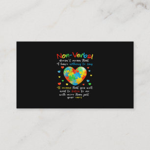 Jag har NONVERBAL Autism Awareness Puzzle Biet Visitkort