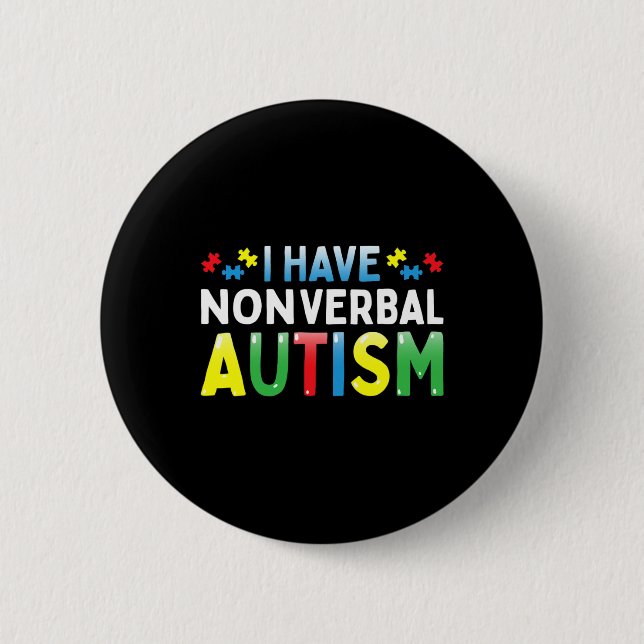 Jag har Nonverbyl Autism Awareness Safety Communic Knapp (Framsida)