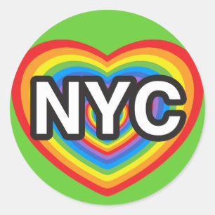 Jag har NYC. I kärlek NYC. New York City rainbow h Runt Klistermärke