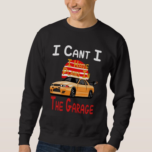 Jag har planer i garaget lång ärmad tröja (Framsida)
