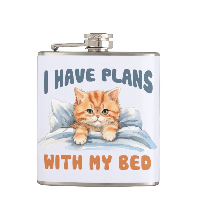 Jag har planer med min bed - Mysigt Orange Katt Fickplunta (Framsidan)