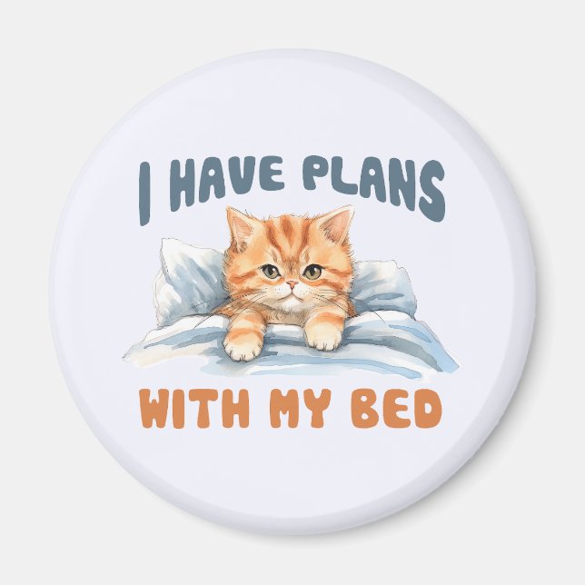 Jag har planer med min bed - Mysigt Orange Katt Magnet (Framsidan)