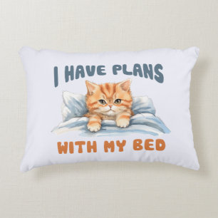 Jag har planer med min bed - Mysigt Orange Katt Prydnadskudde