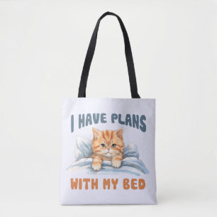 Jag har planer med min bed - Mysigt Orange Katt Tygkasse