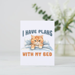 Jag har planer med min bed - Mysigt Orange Katt Vykort