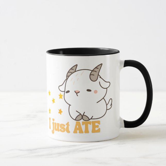 Jag har precis ätit" Cute Goat Kawaii Starry Snack Mugg (Höger)