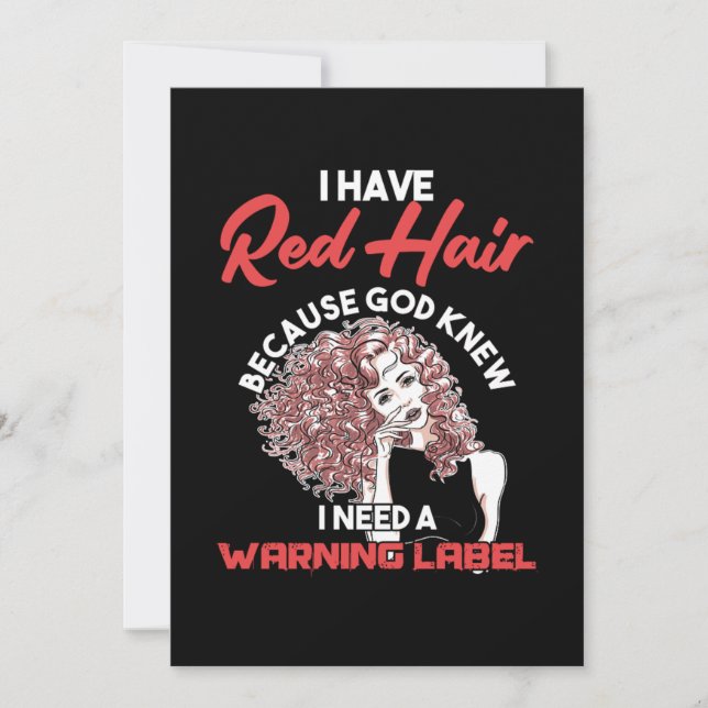 Jag har Red Hair Warning Label Rödhårig Ginger Gif Inbjudningar (Framsida)
