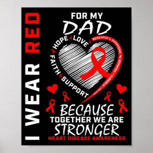 Jag Har Rött För Min Pappa HjärtSjukdom Medvetenhe Poster