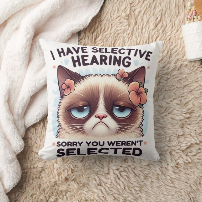 Jag Har Selektiv Hörsel Roligt Kattälskarepresent  Kudde (Filt)