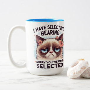 Jag Har Selektiv Hörsel Roligt Kattälskarepresent Två-Tonad Mugg