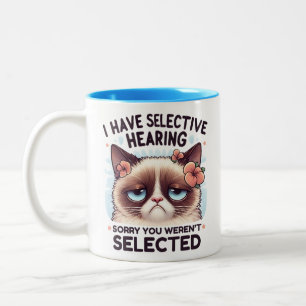 Jag Har Selektiv Hörsel Roligt Kattälskarepresent Två-Tonad Mugg