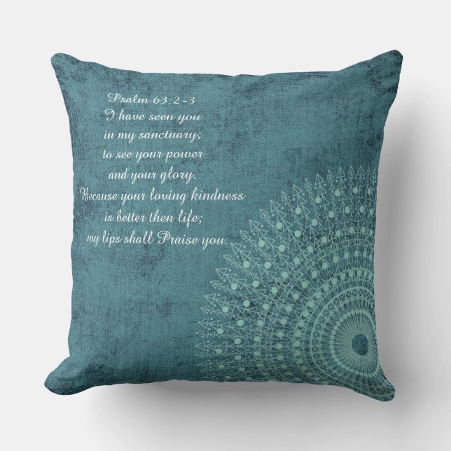 Jag har sett dig psalm 63:2-3 Reversibel Pillow Kudde (Framsida)
