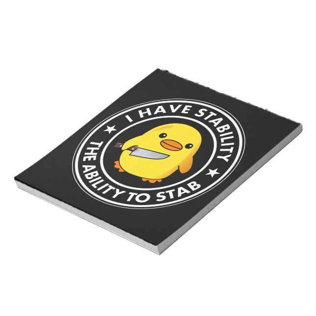 Jag har stabilitetsförmåga för Stab Funny Anteckningsblock (Roterad)