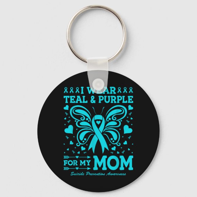 Jag Har Teal Lila För Min Mamma Design Nyckelring (Framsida)