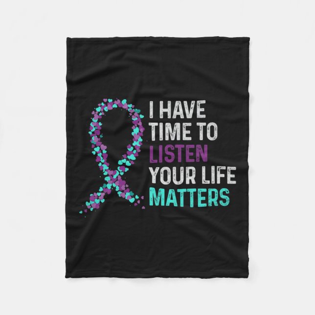 Jag har tid att lyssna på psykiskt självmord fleecefilt (Framsidan)