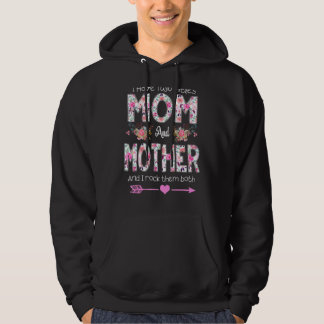 Jag har två avdelningar Mamma och Mor Blommigt Mam Hoodie