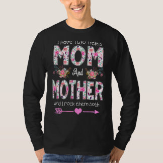 Jag har två avdelningar Mamma och Mor Blommigt Mam T Shirt