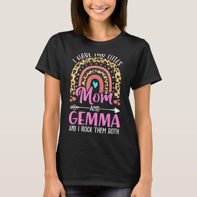 Jag har två Mamma och Gemma Grandma Cute Moth T Shirt (Framsida)