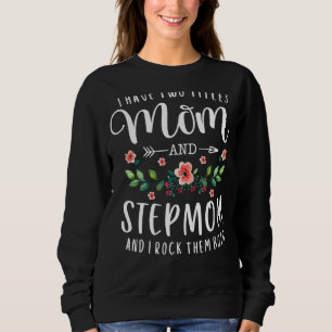 Jag har två Mamma och Stepmamma Blommigt Stepmoth T Shirt