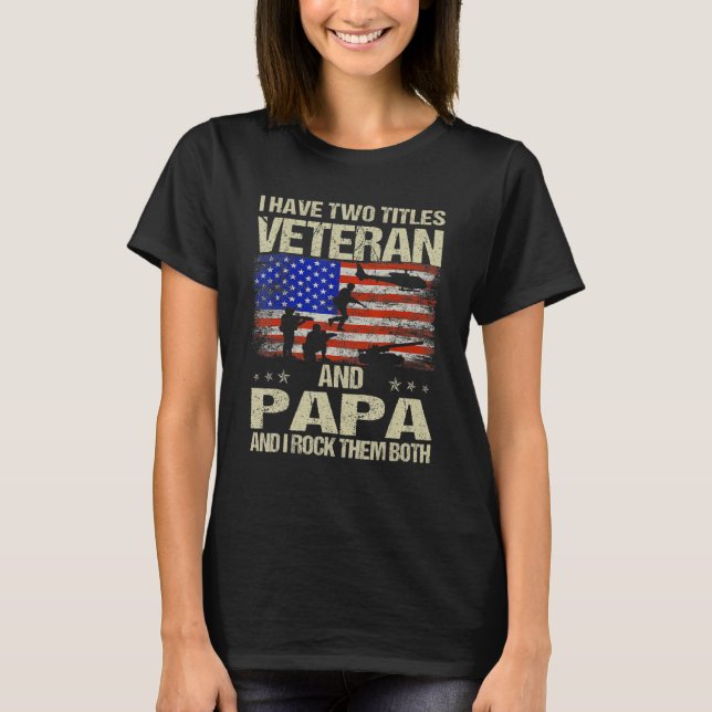 Jag har två titel Veteran och Pappa Retro Veterans T Shirt (Framsida)