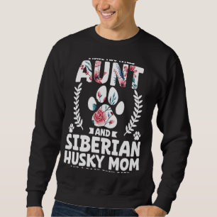 Jag har två titlar moster och siberian husky mamma lång ärmad tröja