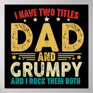 Jag har två titlar Pappa och grumpy Fars dag Poster