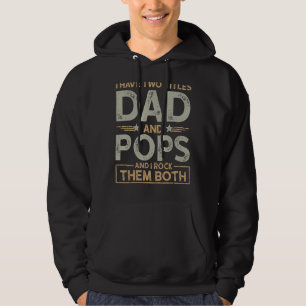 Jag har två titlar Pappa och pops Manar Retro Deco Hoodie