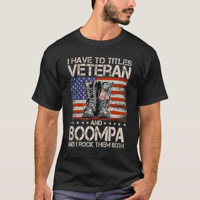 Jag har två titlar Veteran och Boompa och jag Sten T Shirt (Framsida)