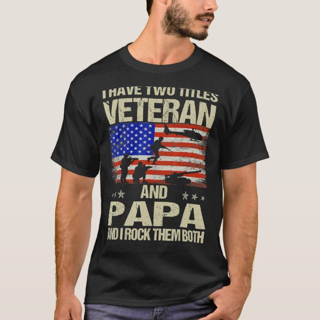 Jag har två titlar Veteran och Pappa och jag Sten  T Shirt (Framsida)