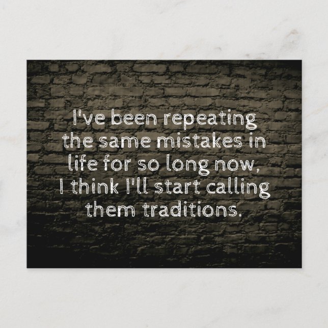 Jag har upprepat samma felskämt vykort (Framsida)