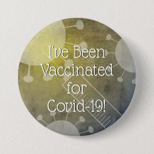 Jag har vaccinerats för Covid-19, Gult Grunge Knapp