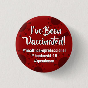 Jag har vaccinerats med hashtags, Mörk Red Knapp