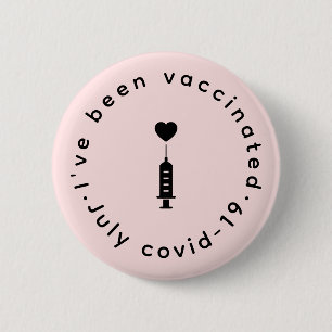 Jag har vaccinerats Rosa sött hjärta Säkerhet Knapp