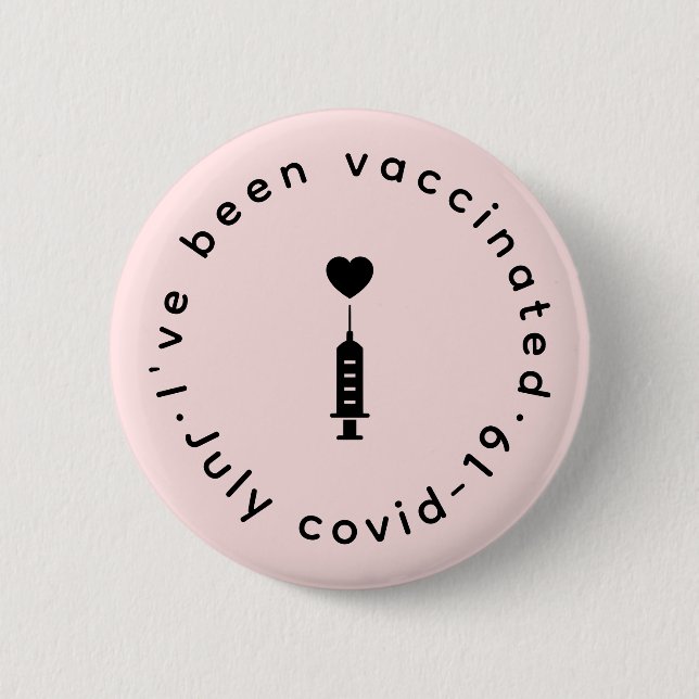 Jag har vaccinerats | Rosa sött hjärta Säkerhet  Knapp (Framsida)