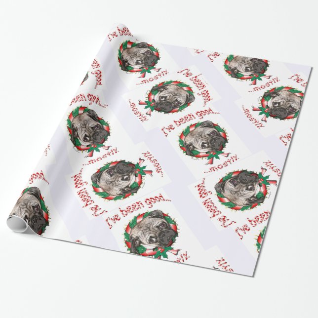Jag har varit Bra mest.. Pug God jul Presentpapper (Utrullad)