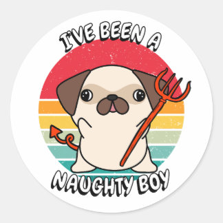 Jag har varit en stygg pojke - pug runt klistermärke