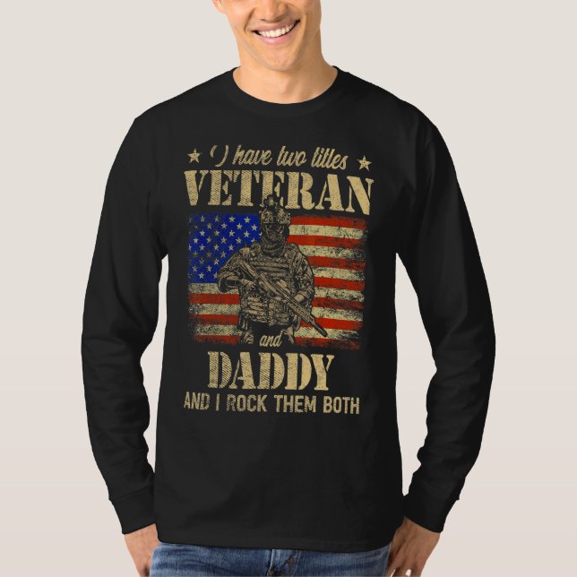 Jag har Veteran och pappa American Flagga Pappor T Shirt (Framsida)