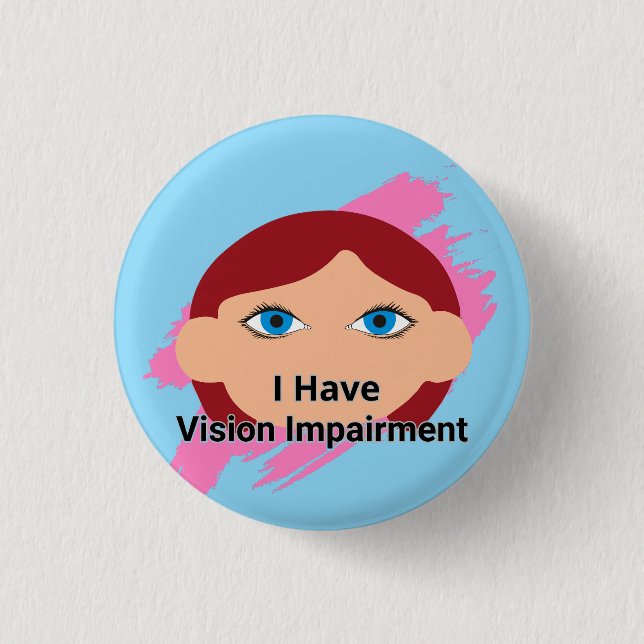 Jag har Vision Impairation - baby ansikte och blå Knapp (Framsida)