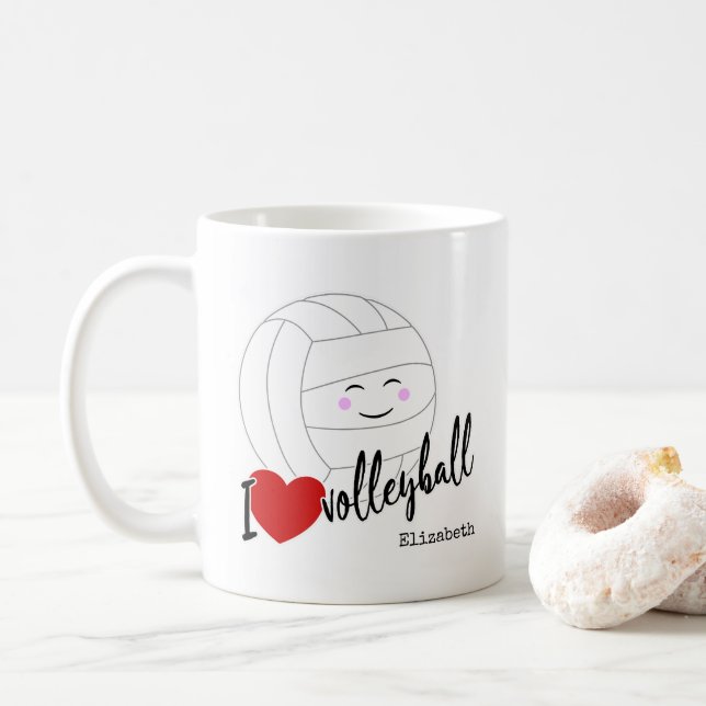 Jag har volleyball lycklig kawaii-flickors volleyb kaffemugg (Med munk)